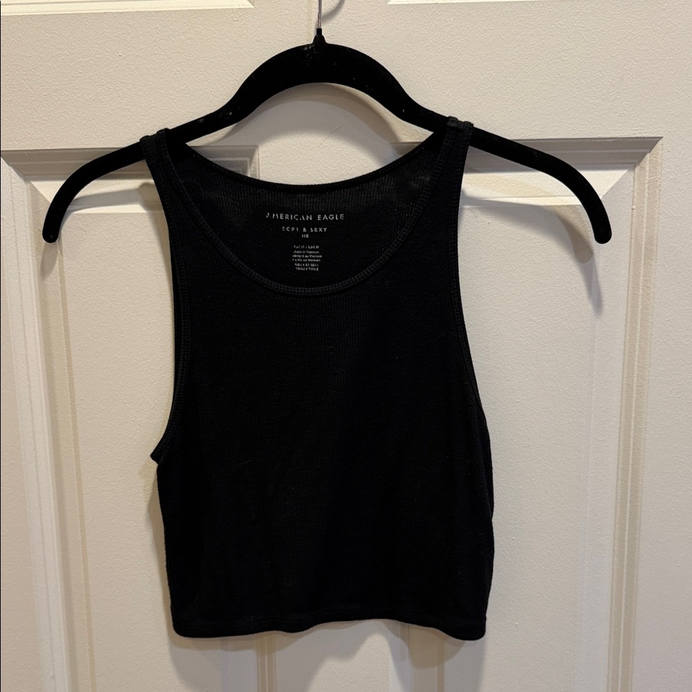 American Eagle Soft & Sexy Black Cropped Tank size XS